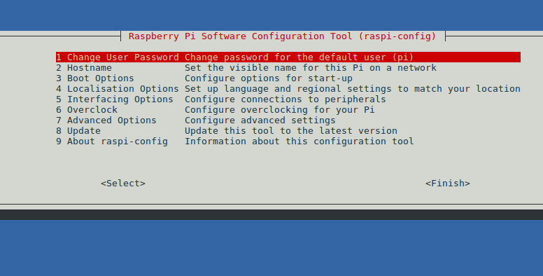 Running the raspi-config utility